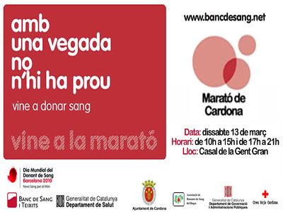 Arriba a Cardona una nova Marató de Donació de Sang