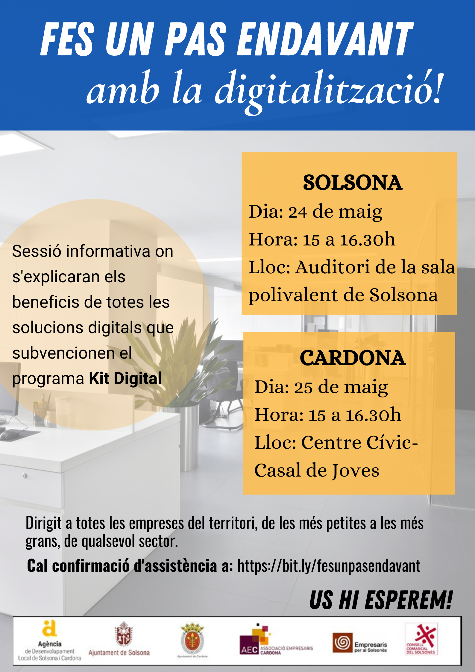 L'Agència organitza dues sessions informatives per explicar les solucions digitals del Kit digital dirigides a empreses locals